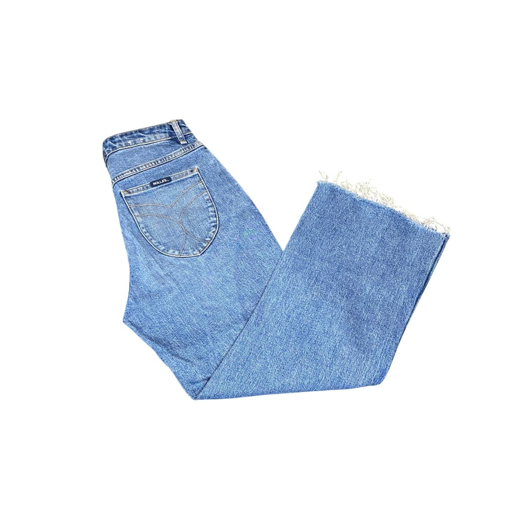 Rolla's Classic Flare Crop Jeans High Rise Relaxed Blue Denim Size 26 / 8